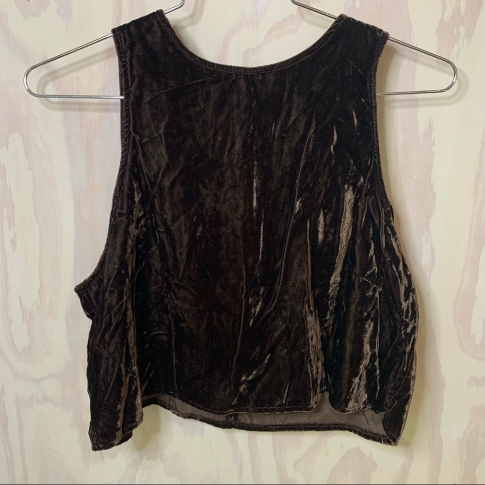 Double D Ranch Brown Velvet Crop Top